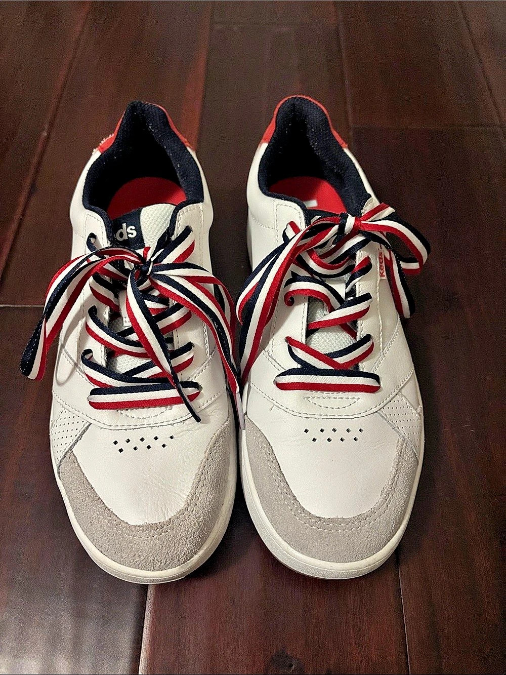 Keds The Court II Leather/Suede Lace Up Sneakers White & Red US 6.5